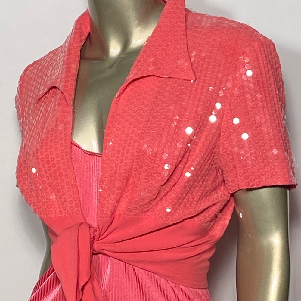 Vintage Sequin Tie Front Bolero Barbie  Pink
